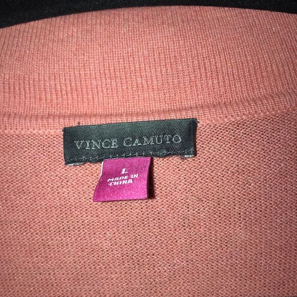 Vince Camuto‎ Ocean Coral Collared V Neck Sweater Large Top Long Sleeve  Women's - Picture 2 of 9